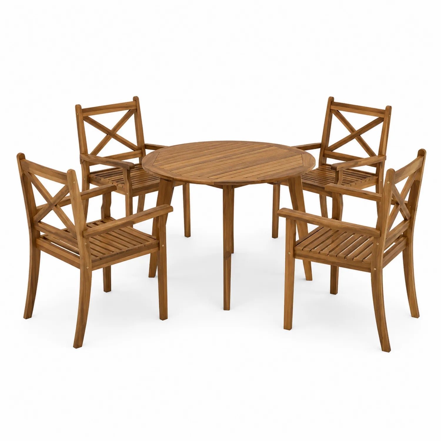 Conjunto de mesa y sillas de jardín de madera de teca