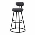 Taburete de bar de metal con asiento de tela gris