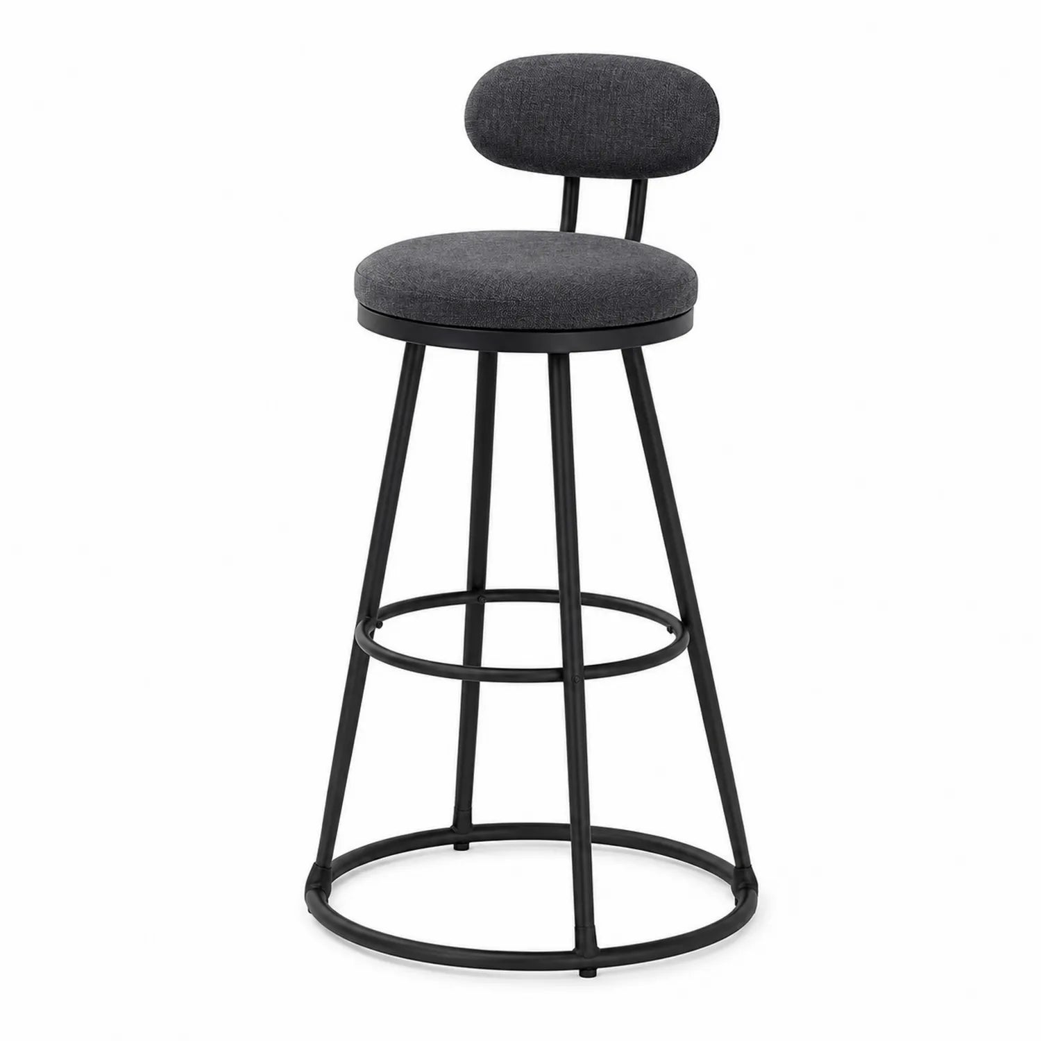 Taburete de bar de metal con asiento de tela gris