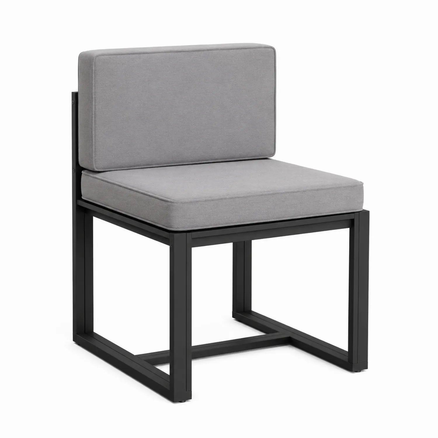 Silla de aluminio y cojines de poliéster gris