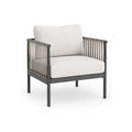 Silla de aluminio con cojines crema 75x75x70 cm