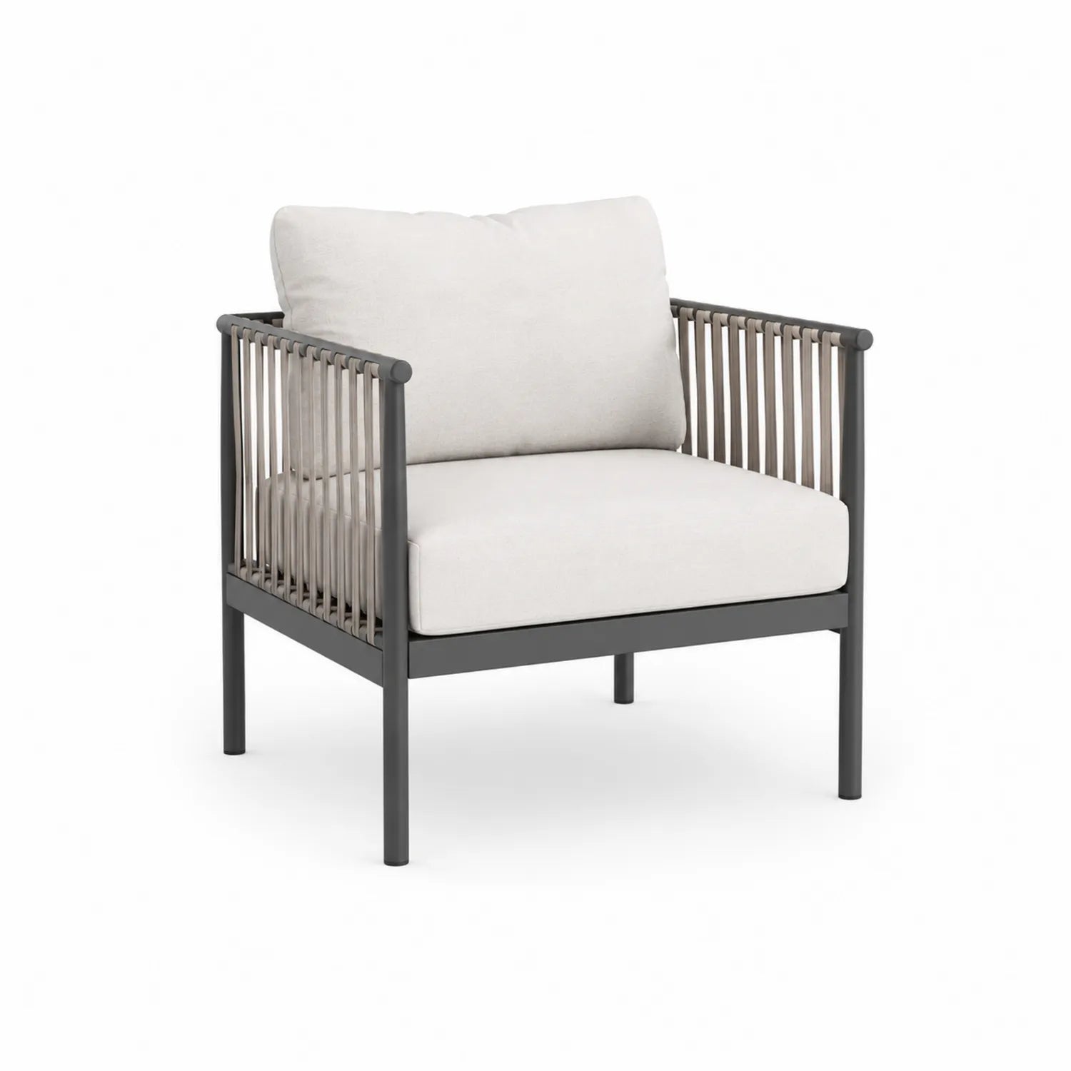 Silla de aluminio con cojines crema 75x75x70 cm