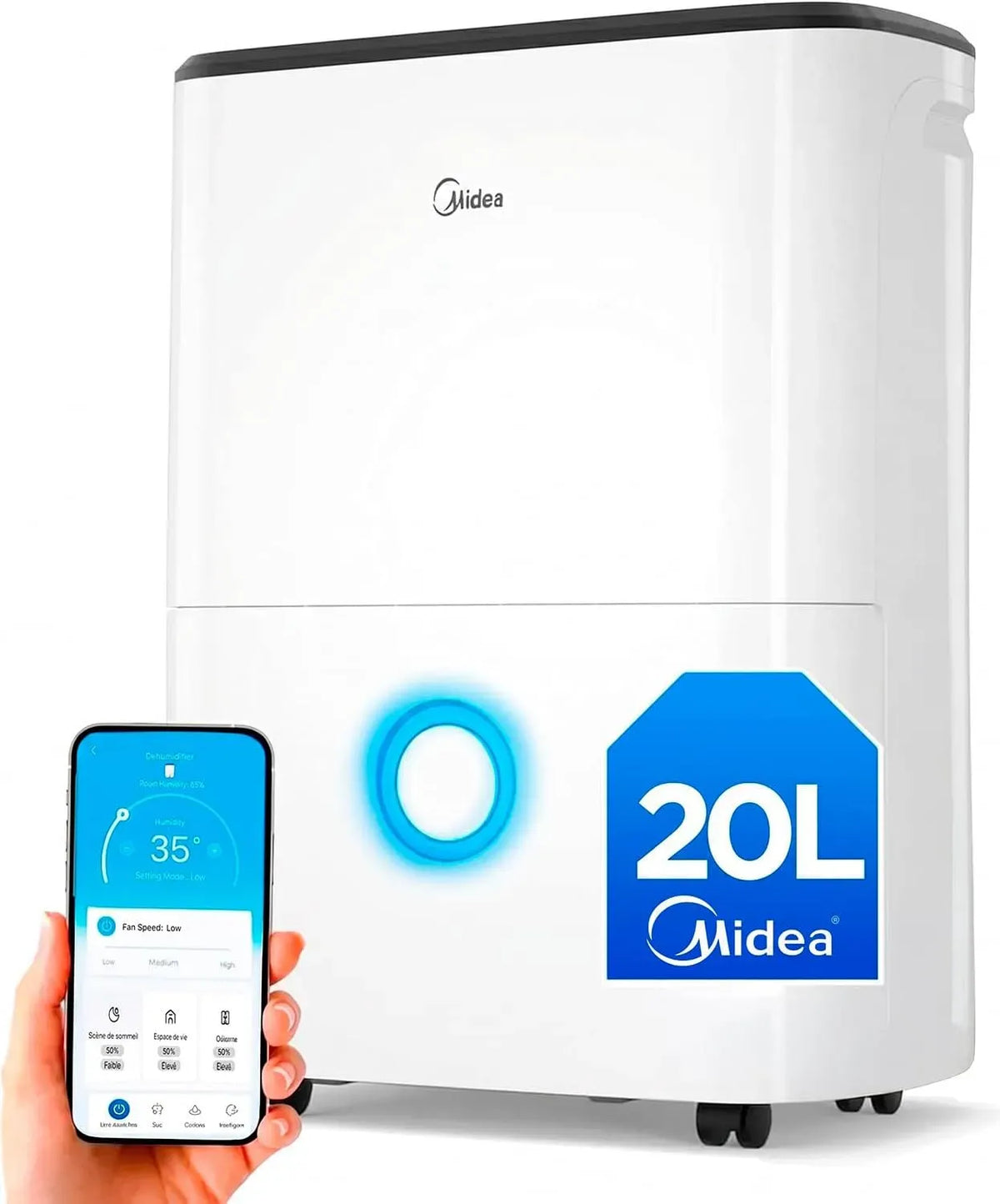 Déshumidificateur, 20 L, MIDEA, Wi-Fi, Dehumidifier Idéal pour 50m², WIFI/APP