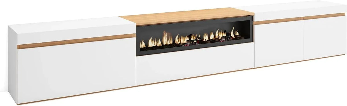Meuble TV, 288x45x35 cm, blanc, TV Grand Format