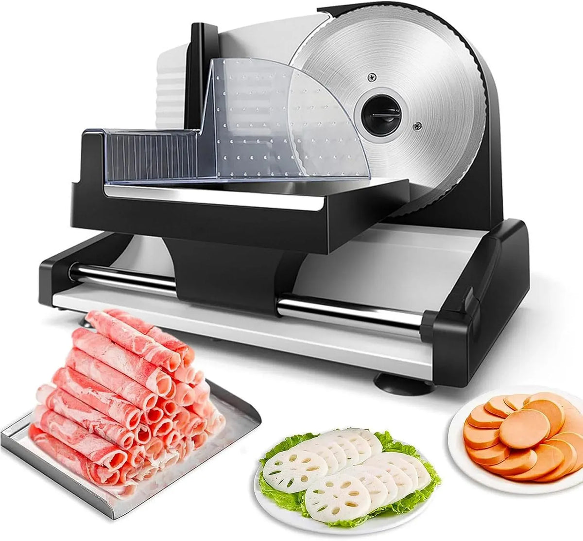 1-15mm Épaisseur Réglable, Protection De Verrouillage De Sécurité, pour Semi-Automatique Pour Viande, Électrique 200W Avec Lame En Acier Inoxydable