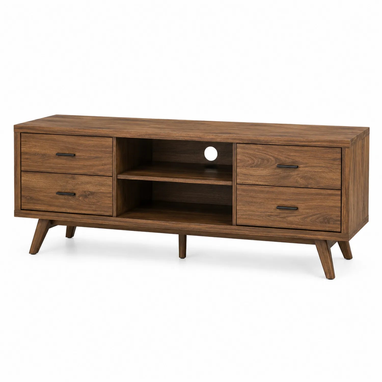 Unidad de TV de Madera Marrón con Estantes y Cajones 150x40x50 cm