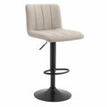 Taburete ajustable de tela beige y metal negro