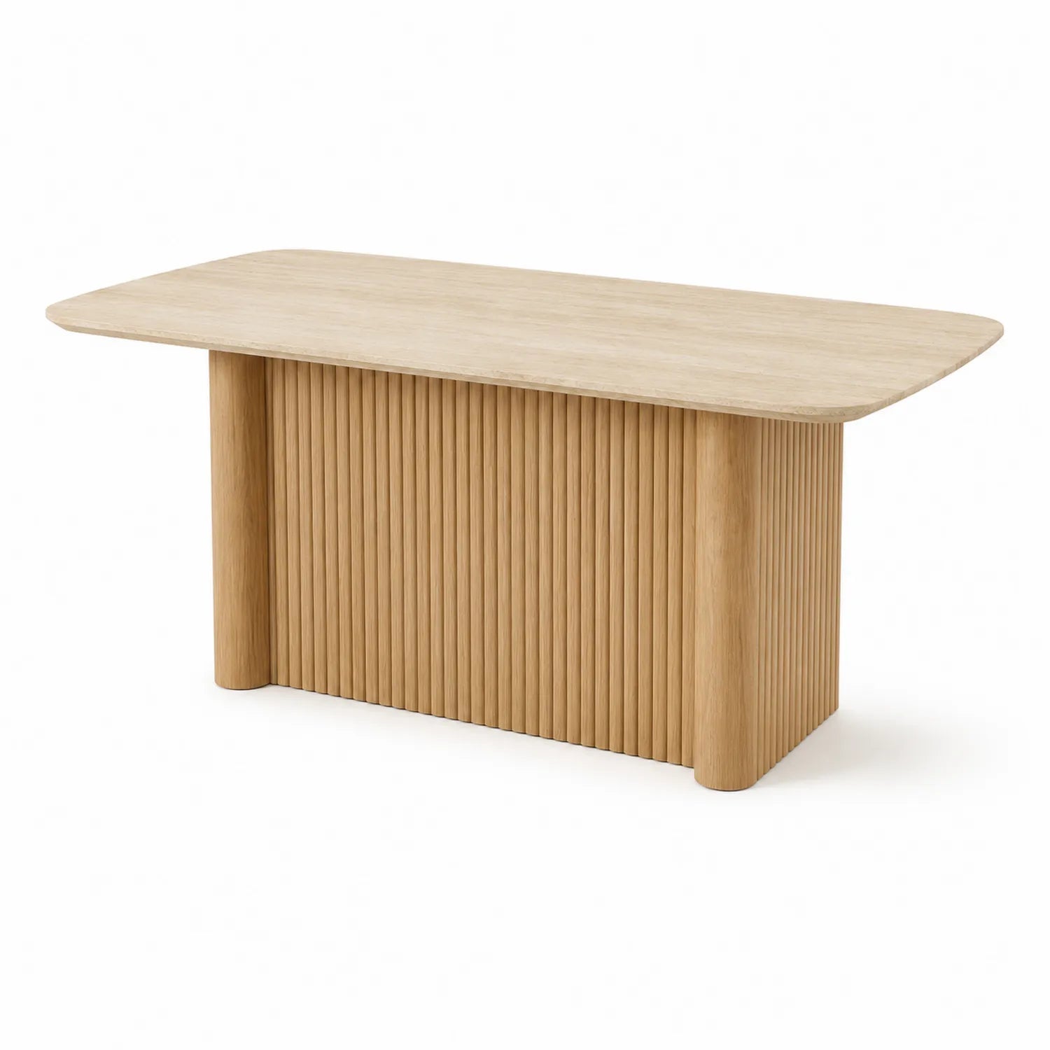 Mesa de comedor rectangular de madera de roble color natural 180x90x75 cm
