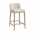 Taburete de madera maciza con tapizado en poliéster beige