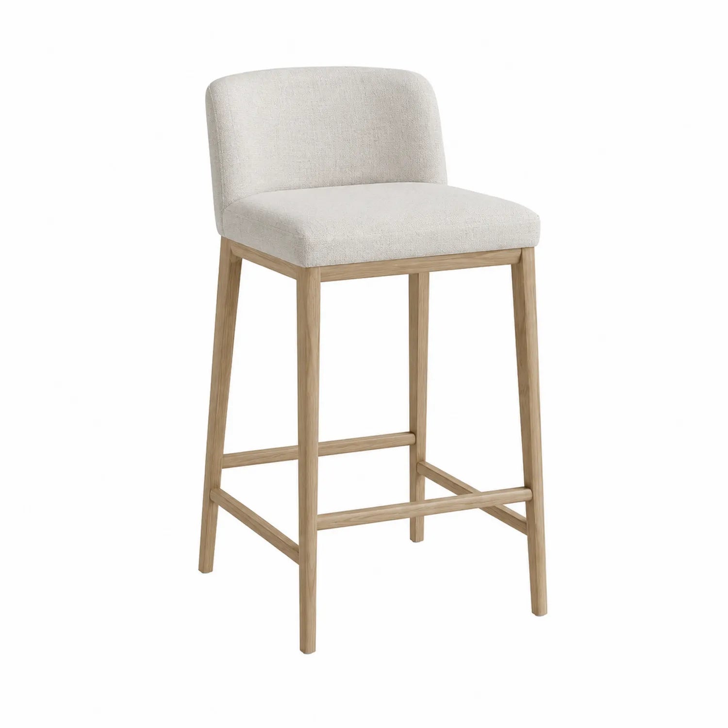 Taburete de madera maciza con tapizado en poliéster beige