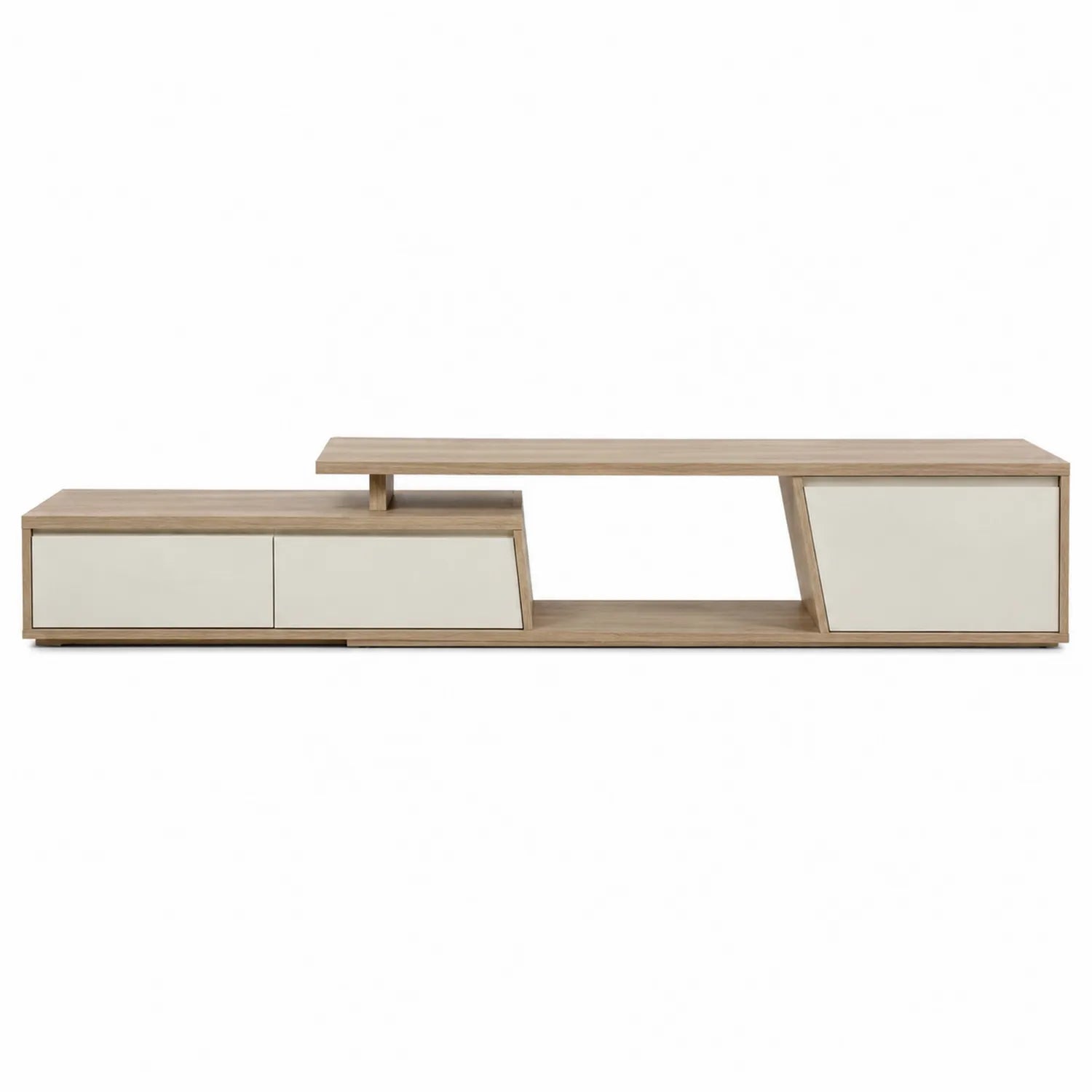 Mueble de TV de MDF Color Roble y Blanco 180x40x45cm